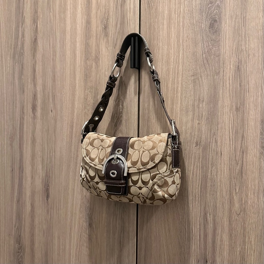 Vintage Y2K Coach Soho Signature Sufflette Tan Brown Shoulder Bag - Picture 3 of 7